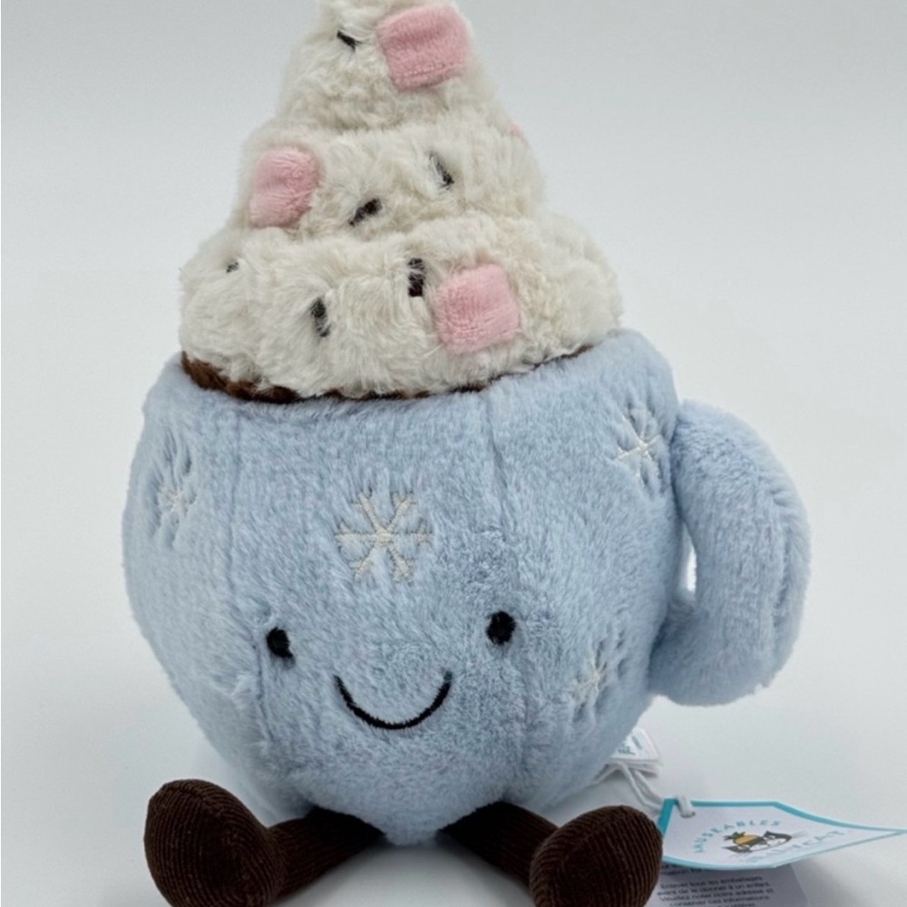 Jellycat Blue Snowflake Mug Plush with Cream & Pink Whipped Topping